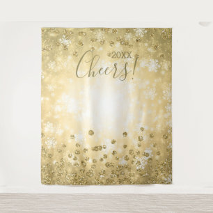 Backdrop New Year's Eve Party Gold Winter Glitter Tapestry