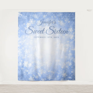 Backdrop Sweet 16 Blue Winter Wonderland Tapestry