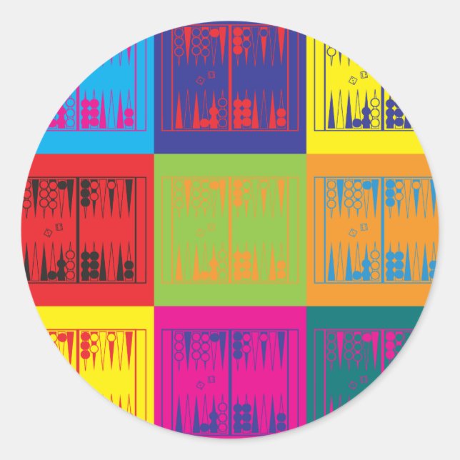 Backgammon Pop Art Classic Round Sticker (Front)