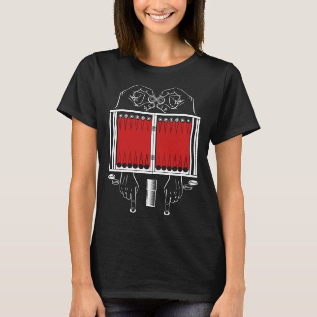 Backgammon Wooden Board Game T-Shirt (Front)