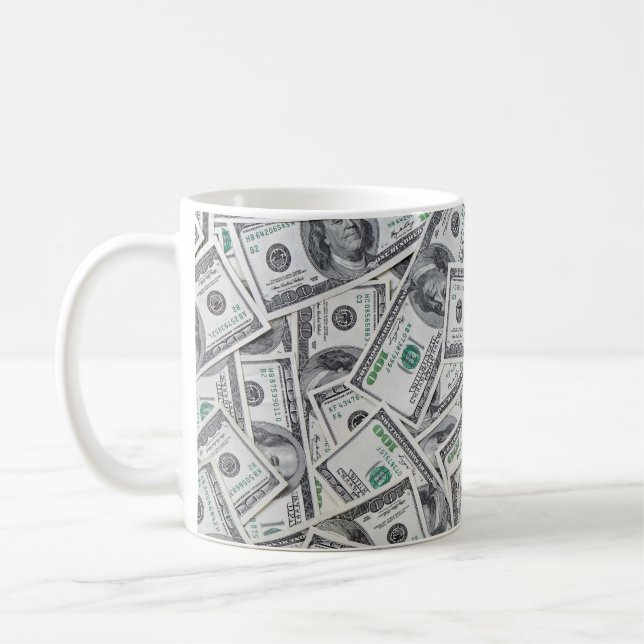 Background 100 Dollar Bills. Coffee Mug (Left)