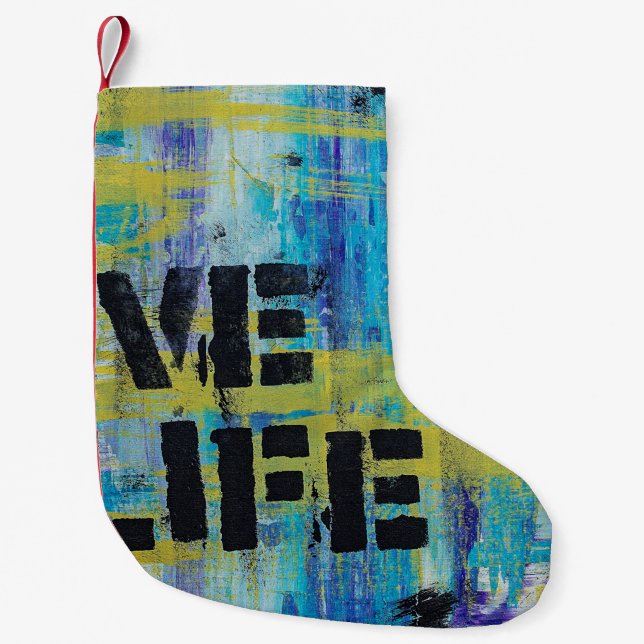 Background abstract graffiti small christmas stocking (Front)