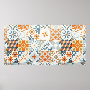 Background and texture with Ancient tile pattern Poster