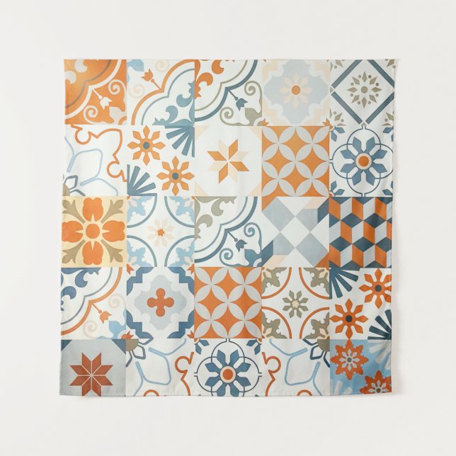 Background and texture with Ancient tile pattern Tapestry (Front)