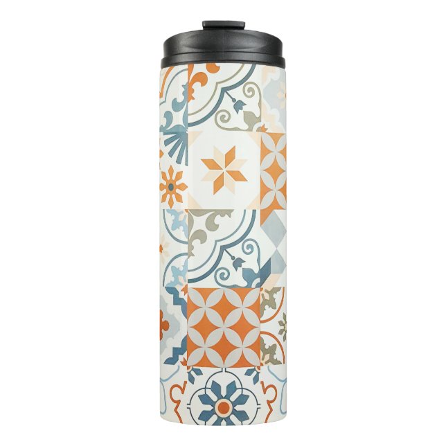 Background and texture with Ancient tile pattern Thermal Tumbler (Front)
