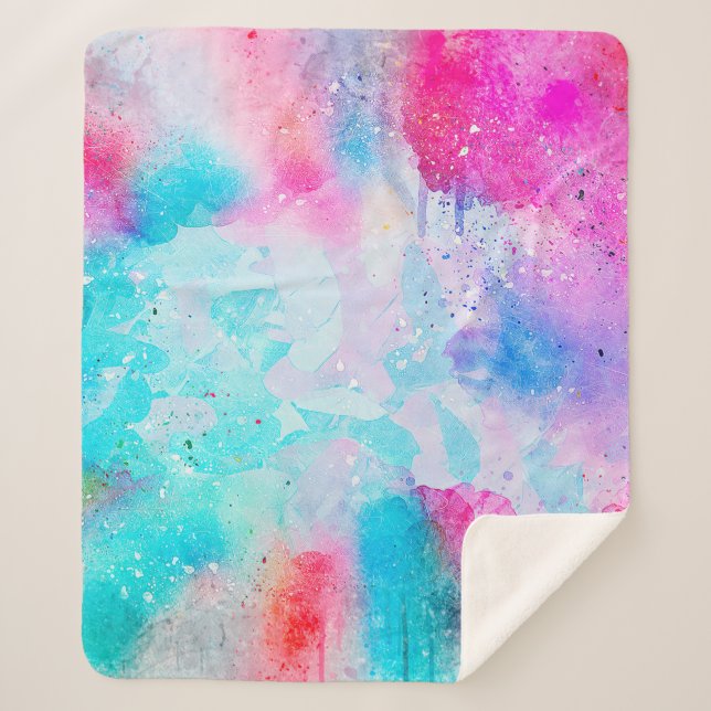 Background art abstract watercolor sherpa blanket (Front)