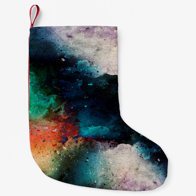 Background art abstract watercolor small christmas stocking (Front)