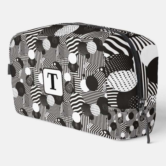 Background black & white abstract lines circles 1 dopp kit (Right Corner)