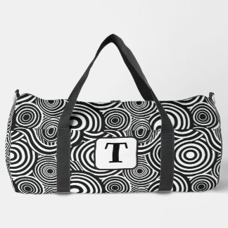Background black & white abstract lines circles 3 duffle bag