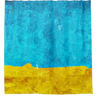 Background blue yellow art shower curtain