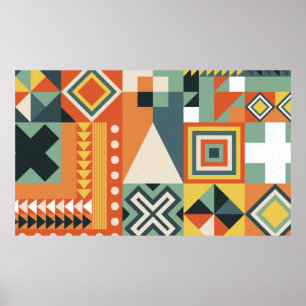 Background collected from geometric shapes in a si poster