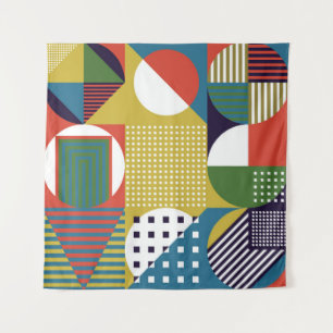Background collected from geometric shapes in a si tapestry