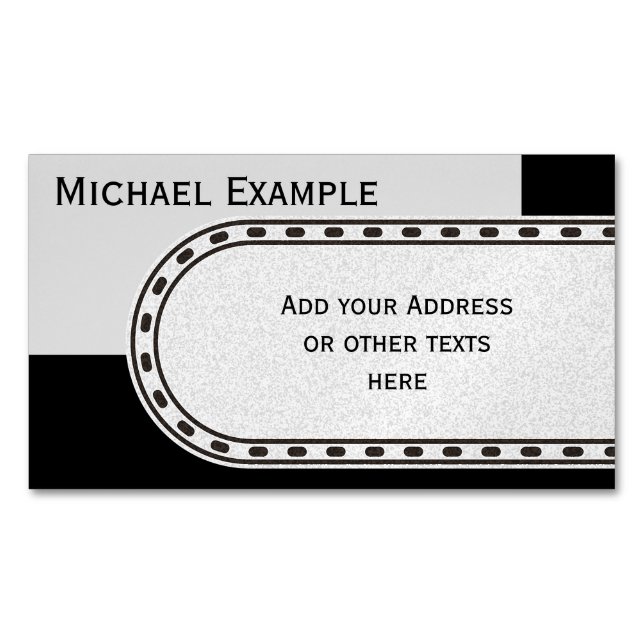Background Colour Blocking - grey black Magnetic Business Card (Front)