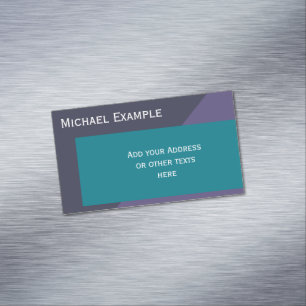 Background Colour Blocking - petrol & dark lilac Magnetic Business Card