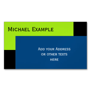 Background Colour Blocking - spring green & blue Magnetic Business Card