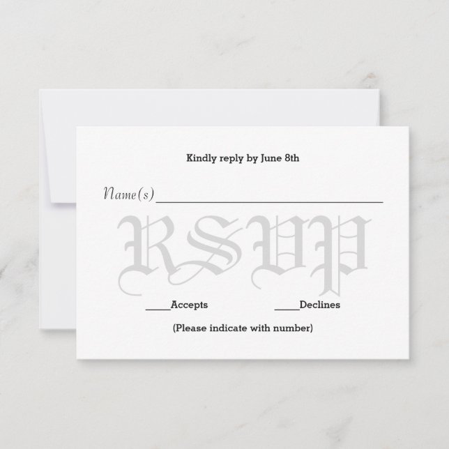 Background Grey Wedding Text - RSVP Response Card (Front)