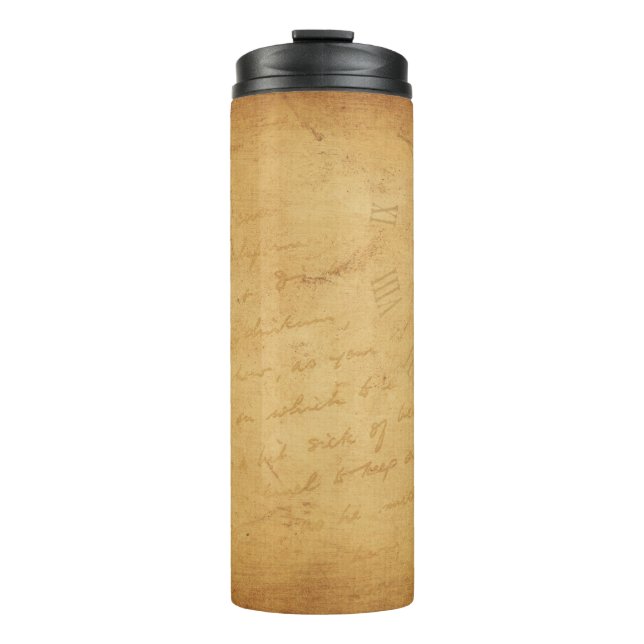 Background image flower writing thermal tumbler (Front)