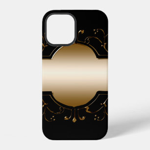 Background image gold frame black iPhone 12 case