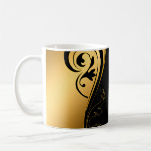 Background image gold frame floral coffee mug