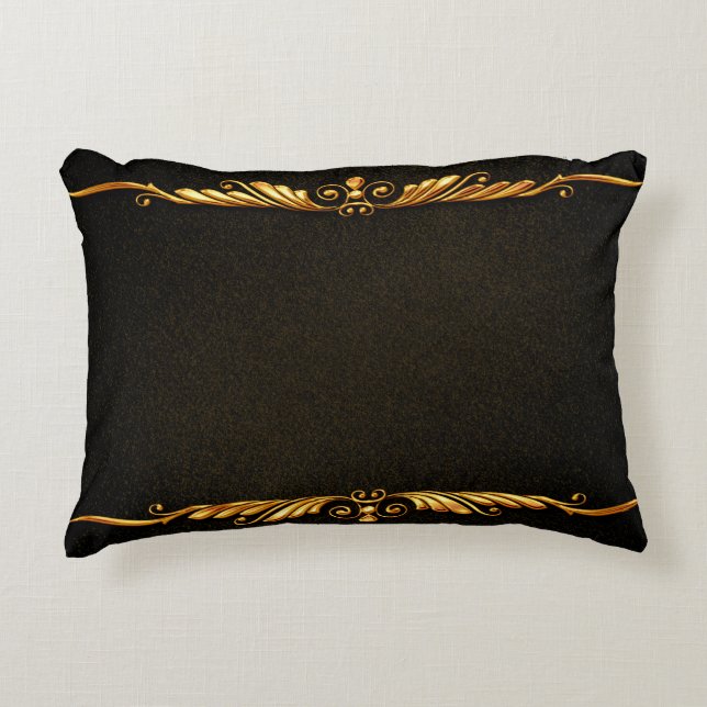 Background image gold frame floral decorative cushion (Front)