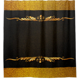 Background image gold frame floral shower curtain