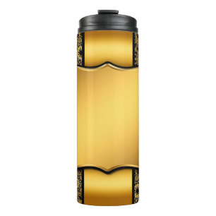 Background image gold frame thermal tumbler
