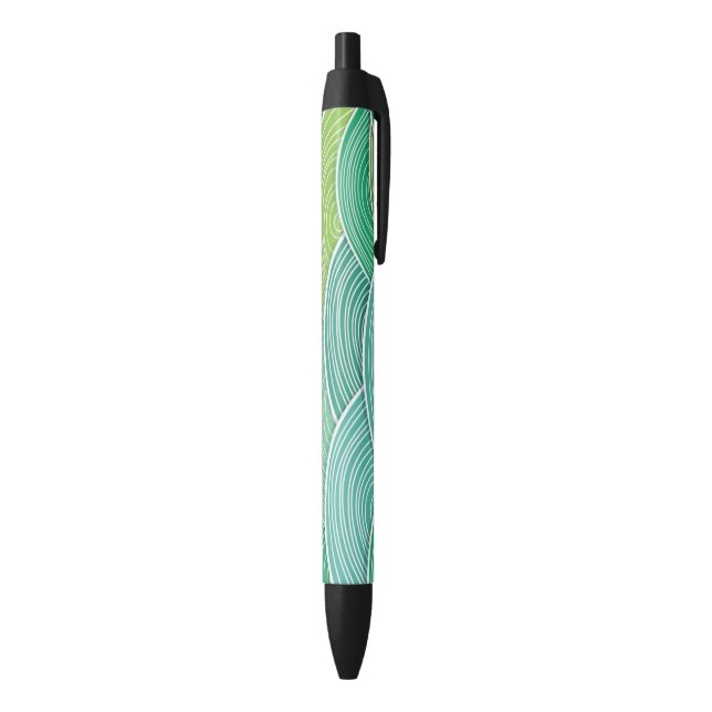 Background of curled abstract green waves black ink pen (Bottom (Vertical))