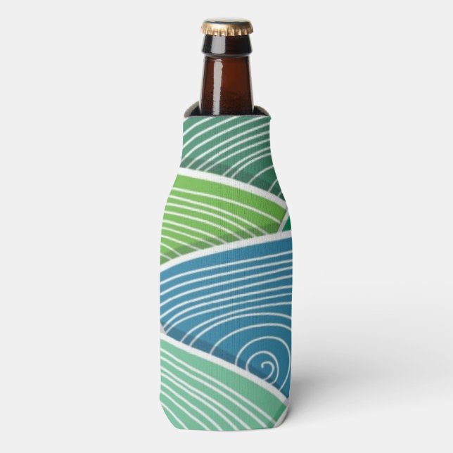 Background of curled abstract green waves bottle cooler (Bottle Front)