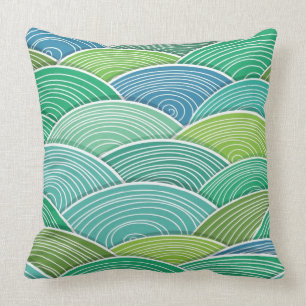 Background of curled abstract green waves cushion