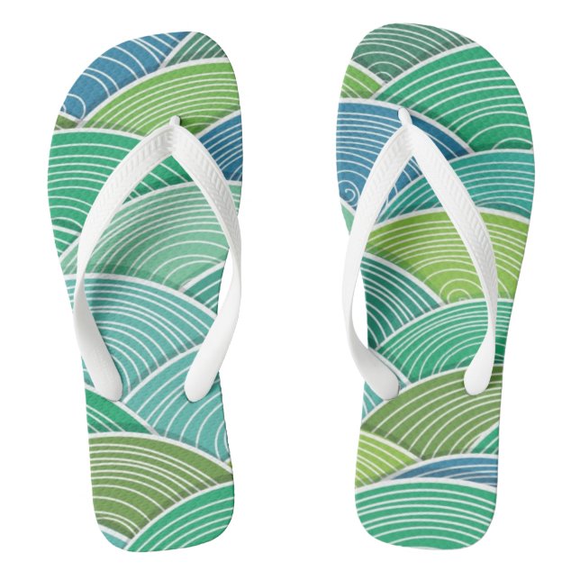 Background of curled abstract green waves jandals (Footbed)