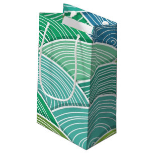 Background of curled abstract green waves small gift bag
