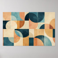 Background of geometric shapes in blues and brown