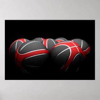 background of modern basketball balls poster