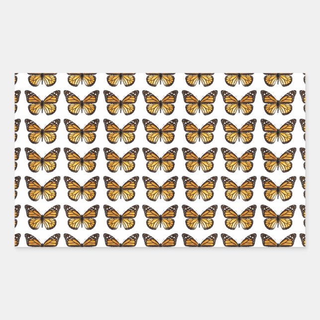 Background of multiple monarch butterflies rectangular sticker (Front)