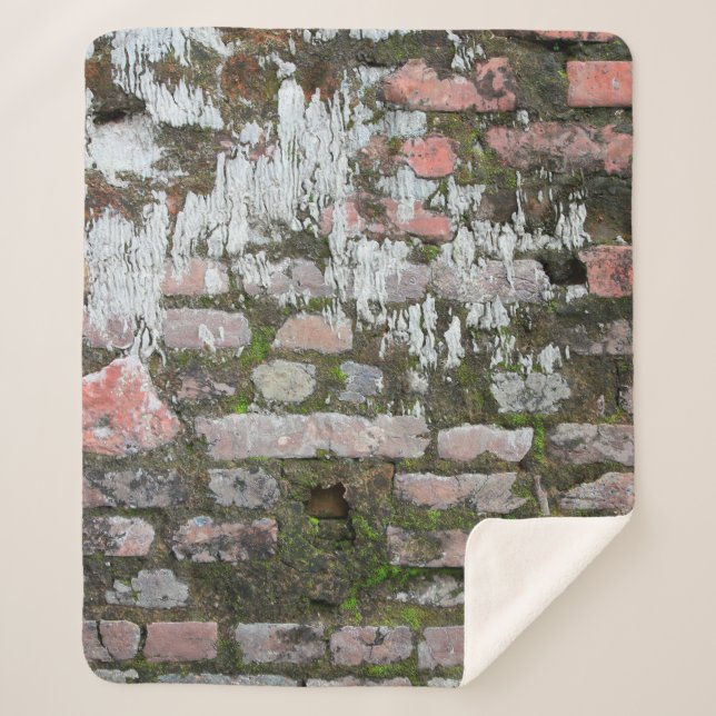 Background of old orange and grey bricks, part of  sherpa blanket (Front)