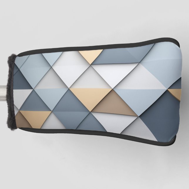Background of triangles in neutral shades golf head cover (Front)