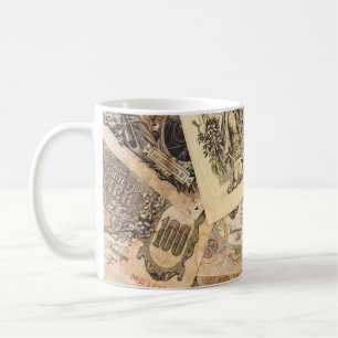 Background of various vintage banknotes of Russia  Coffee Mug