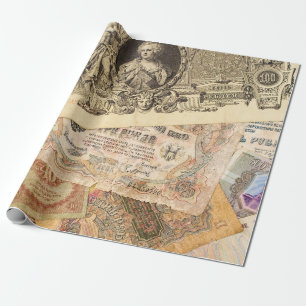 Background of various vintage banknotes of Russia Wrapping Paper