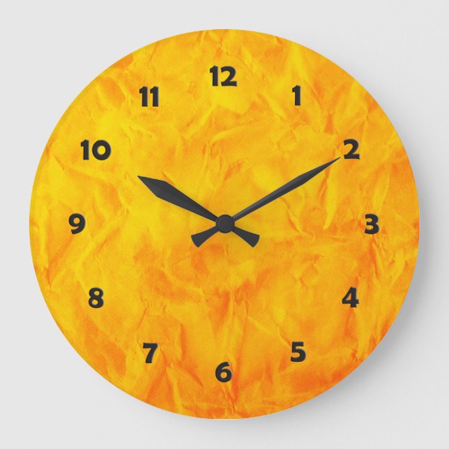 Background PAPER TEXTURE - orange yellow Large Clock (Front)