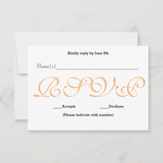 Background Peach - RSVP Reception Response Card (Front)