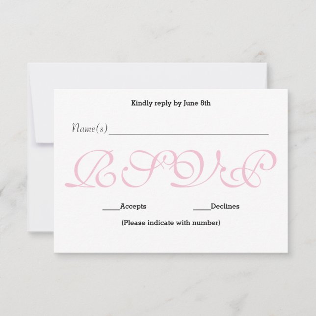Background Pink - RSVP Reception Response Card (Front)