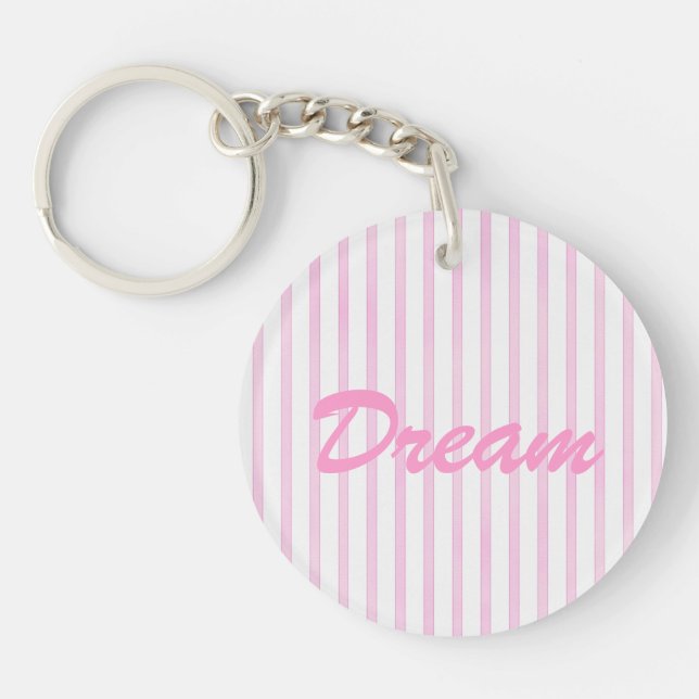 Background Pink Watercolor Stripes Key Ring (Front)