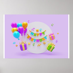 Background Rainbow Happy Birthday Poster