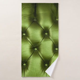 Background texture of dark green capitone genuine bath towel