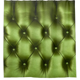 Background texture of dark green capitone genuine  shower curtain