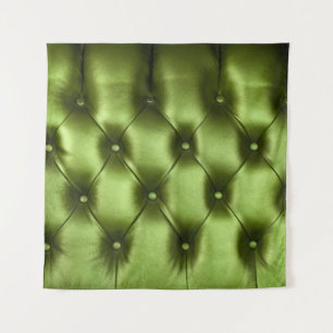 Background texture of dark green capitone genuine tapestry