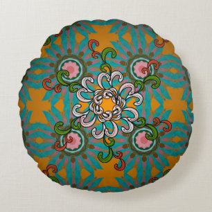 Background texture, wallpaper, floral theme in col round cushion