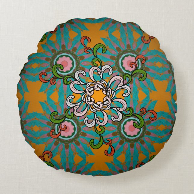 Background texture, wallpaper, floral theme in col round cushion (Front)