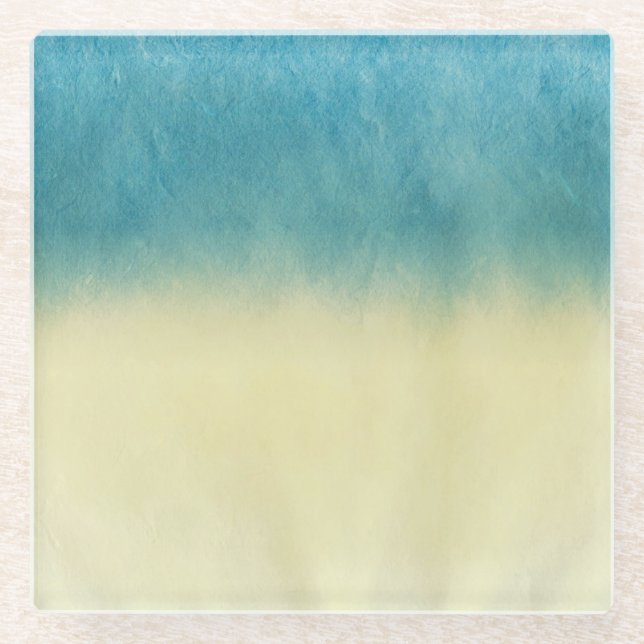 Background- Texture Watercolor Paper Glass Coaster (Front)