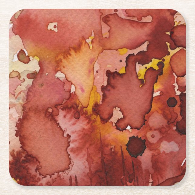 background watercolor 3 square paper coaster (Front)